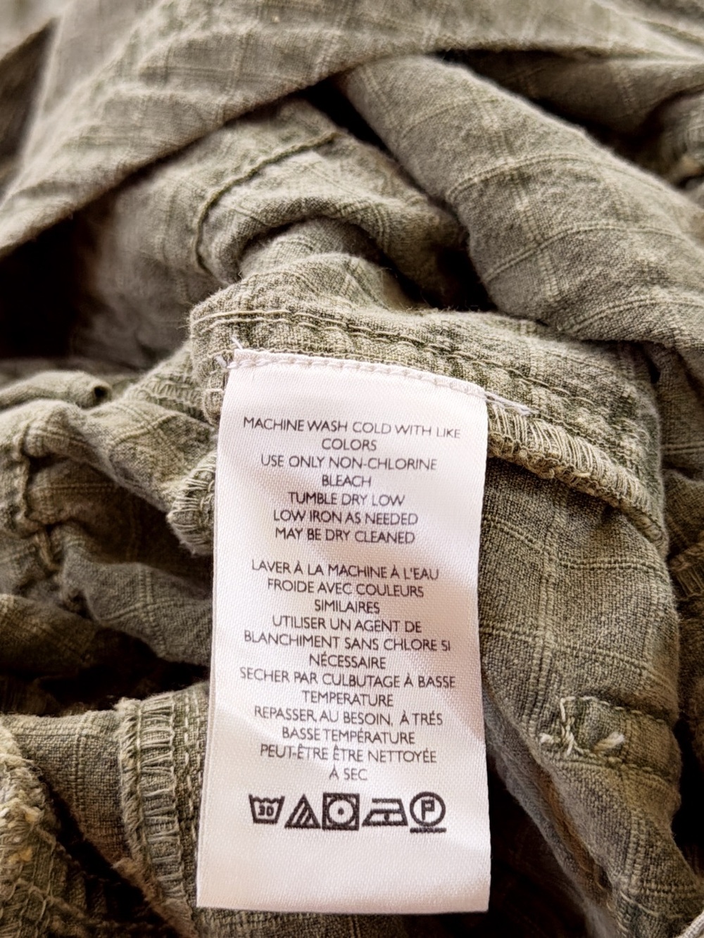 Free People Army Olive Green Textured Cotton Lightweight Overalls sz XS Savannah - Picture 8 of 8